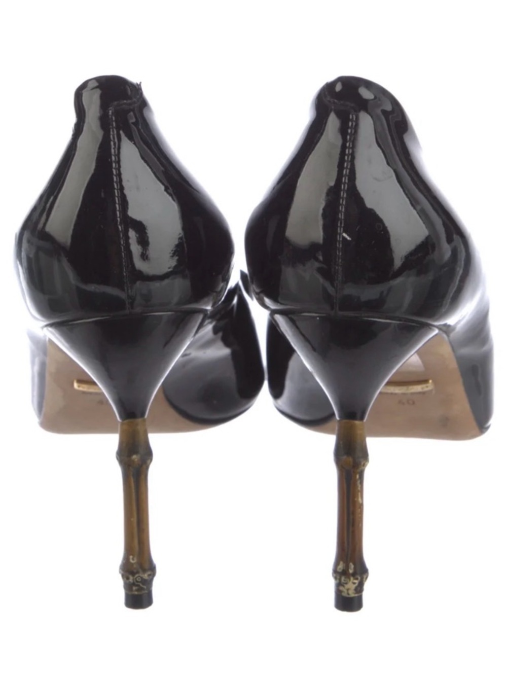 Gucci Bamboo Heel Patent Leather Pumps Black Size 10 IT 40 - Picture 4 of 5
